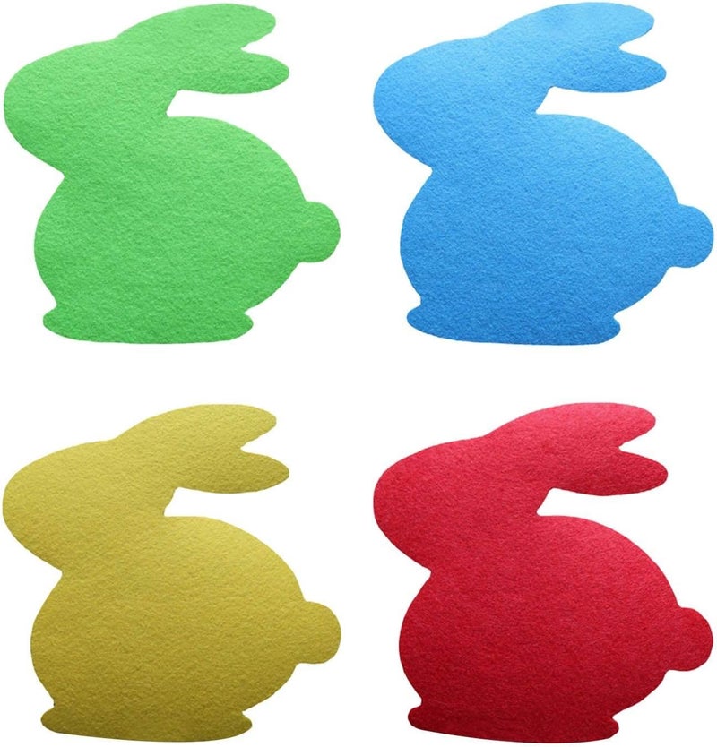 ويوبلز مجموعة مفارش طعام مرحة على شكل أرنب عيد الفصح، 4 قطع - مانعة للانزلاق، مقاومة للحرارة، قابلة للغسل، مناسبة للأطباق والأكواب - لتزيين طاولة الطعام، 23.5 × 23.5 سم - Image 5